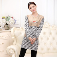 长袖款幸福树黑围裙 厨房围裙韩版防污围裙防尘围裙长袖罩衣 半身围裙厨房罩衣