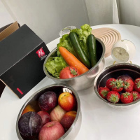 双立人盆(3个装) 双立人不锈钢盆多功能盆厨房洗菜家用不锈钢料理盆打蛋盆和面盆