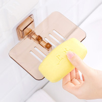 2个装 拍2份发5个 免打孔透明沥水肥皂盒无痕粘贴壁挂手工皂托卫生间创意塑料香皂架