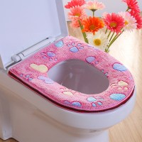 条纹拉链紫 冬季家用马桶垫坐垫圈通用圆形欧式u型大号加厚厕所坐便器套子家