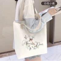 白色小鹿 上班帆布包女单肩斜挎包包学生日系ins上课大容量韩版原宿布袋