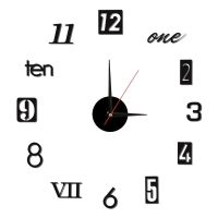 黑色 创意空底款*14英寸 创意免打孔壁钟表现代简约时钟挂墙贴客厅艺术表diy个性静音挂钟