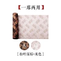 西阵织松叶双面席[棕米] 100X22cm 轻奢双面茶席日式西阵织桌旗防水布艺茶垫茶台布茶布禅意茶桌布
