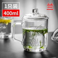 兰400ml 黛蒙玻璃茶杯套装带把手高档办公泡花茶杯子加厚透明耐热家用水杯