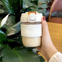 烟白色350ML [单杯][无赠品][PC材质] 水杯女生高颜值杯子女防摔韩版塑料杯马克杯女学生可爱玻璃吸管杯