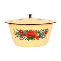 黄色[花色随机] 16.0cm[最小的] 搪瓷盆带盖老式怀旧家用厨房大碗盆加厚搪瓷碗汤锅猪油饺子馅料盆