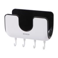 黑色带4挂钩 意可可厨房免打孔带挂钩锅盖架可沥水无痕贴壁挂式带接水菜板架