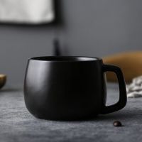 单杯_ 陶瓷水杯欧式小奢华黑色咖啡杯办公室马克杯带勺带竹木垫送礼套装