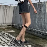 小腿网袜1双 袜子女小腿袜蝴蝶结白色jk夏季薄款长筒袜
