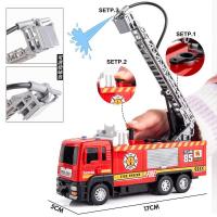 合金喷水消防云梯 大号消防车儿童玩具可喷水云梯洒水车男孩模型音乐工程车汽车套装