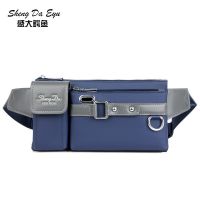 2103-1蓝色 盛大鳄鱼腰包牛津布百搭大容量单肩包包男休闲多功能手机包斜挎包