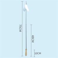 木柄白羽毛 伸缩逗猫棒长杆耐咬猫玩具自嗨小猫幼猫铃铛羽毛替换头猫磨牙玩具