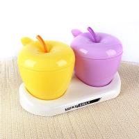两格颜色随机 厨房用品创意苹果调味罐 可爱调味盒 盐罐糖味精带盖带勺调味盒