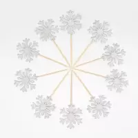 银色雪花10支装 雪花插牌生日蛋糕装饰插牌甜品台插旗烘焙配件插签派对插片插件