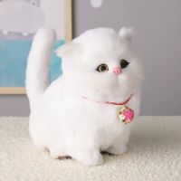 白色猫+高档仿毛+会叫（送铃铛） 毛绒玩具猫咪玩偶益智创意假猫咪公仔会叫猫咪摆件送孩子生日礼物