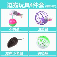 逗猫玩具4件套 猫玩具套装猫转盘球自嗨激光逗猫棒羽毛铃铛小猫逗猫玩具猫咪用品