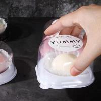 白色盒100个不含贴 100个圆形雪媚娘包装盒大福单粒个透明一次性打包蛋糕杯泡芙糯米