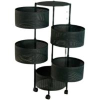 三层白色免安装置物架 厨房转角置物架旋转蔬菜架多层圆形水果杂物日用收纳架