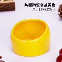 防翻陶瓷食盆黄色 仓鼠陶瓷窝仓鼠窝陶瓷窝用品金丝熊睡窝小房子夏天降温宠物冰屋