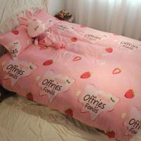 草莓 仅绒枕套一对 法兰绒珊瑚绒被套单件冬季短毛绒双面绒加绒加厚被单单人被罩双人