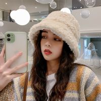 羊羔毛-奶白色 日本羊羔毛渔夫帽大头围女保暖防寒秋冬韩版百搭盆帽礼帽子水桶帽