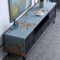 语晨蓝色 40*180cm(含吊穗尺寸在内) 欧式电视柜桌布盖布布艺茶几台布桌垫高档奢华家用客厅餐边柜桌旗