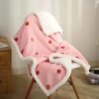 粉草莓(羊羔绒) 80*100cm 双层加厚儿童毛毯被子羊羔绒小毛毯盖毯办公室午睡毯珊瑚绒沙发毯