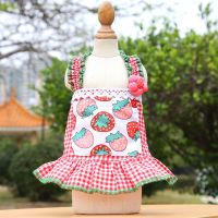 吊带裙小红格草莓 XS(建议1-3斤) 公主吊带裙连衣裙子夏季薄款小狗狗衣服猫咪泰迪比熊小型幼犬夏天