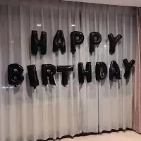 生日字母黑色E 无赠品E 生日布置happy birthday铝膜气球小号字母生日快乐派对布置装饰