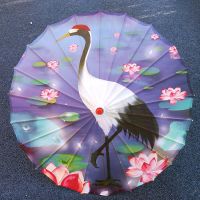 白鹭 大号伞面直径82CM(成人用) 古风舞蹈演出伞绸布装饰流苏伞古装江南汉服伞中国风COS拍照摄影