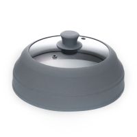 灰色 玻璃硅胶微波炉内加热盖容器耐高温防油溅盘保鲜罩饭菜专用皿盖子