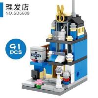 SD6608理发店 兼容森宝积木迷你街景城市女孩拼装积木儿童益智玩具