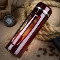 酒红色 杯双层防摔水杯便携办公时尚男女茶杯子