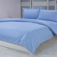 蓝缎条床单150*230 床上用品三件套床单被套枕套蓝缎条白缎条加密加厚不起球医院诊所