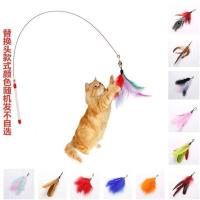 钢丝杆+1个羽毛替换头 猫玩具逗猫棒钢丝彩色羽毛带铃铛逗猫玩具宠物猫咪训猫棒互动神器