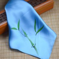 素绉缎蓝色竹子26cm左右 真丝双绉磨砂手感手帕 古风古装儿童女跳舞道具配饰长辈老外送礼