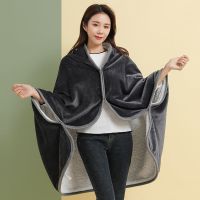 鲨鱼灰(双层加厚可穿) 70x100cm(盖腿毯) 小毛毯被加厚保暖午睡毯子加绒单人午休办公室盖毯盖腿毯冬季披肩