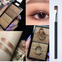 大地色细珠光盘+送眉刷 大地色细珠光自然闪眼影盘湿粉深浅棕咖大地色两色眼影盘持久防水