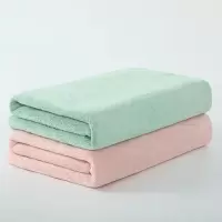 浅藕粉+绿色 卡伴A类速干吸水浴巾2条 成人女洗澡家用吸水加厚洗头速干浴巾