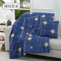格纹花朵 40*40cm展开100*150cm 两用抱枕被子多功能靠垫被汽车车载抱枕被可折叠空调午休枕头被