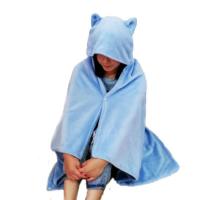 蓝猫耳 普通款(高1米宽1.45米) 可穿式毛毯儿童斗篷披风学生睡觉连帽午睡毯教室用懒人毯保暖宿舍
