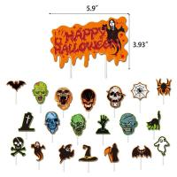 万圣节装饰拉旗蝙蝠蛋糕插牌骷髅螺旋吊饰血手印气球鬼节派对套装