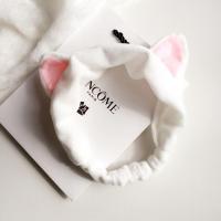 猫耳朵发带白色 洗脸发带女韩版可爱化妆敷面膜束发带布朗熊发箍宽边头带月子