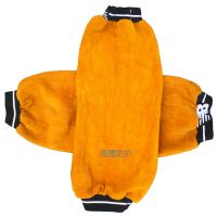橘黄色两头松紧口套袖 焊工焊接防护袖耐磨皮套袖全牛皮电焊烧焊防护套袖