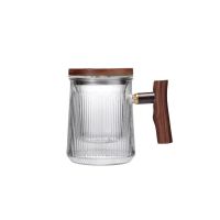 竖纹杯 HEISOU过滤玻璃杯三件套家用耐热茶水分离泡茶杯带把花茶水杯子