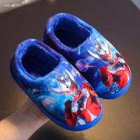 30-31码内长19厘米 蓝红色 包跟奥特02 儿童拖鞋冬季卡通奥特曼可爱室内防滑大码毛毛男童棉拖鞋居家包跟