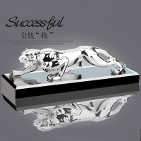 绅士银镶钻款 汽车摆件金属水晶金钱豹子车用车载香水座式用品车上车内饰品摆件