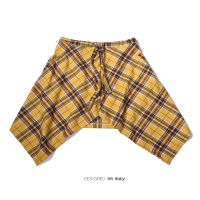 黄色格子 高街下摆装饰腰部系带分层飘带假格子衬衫grotl下摆配饰男女腰带