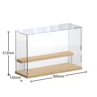 [加大款-两层阶梯/32*12*22cm]全景手办收纳盒 泡泡玛特展示盒盲盒架子收纳手办娃娃乐高模型透明防尘柜亚克力