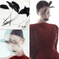 黑色羽毛25支 关注店铺送胶 倪妮同款羽毛妆造型白色羽毛贴脸舞台妆时尚杂志封面妆容